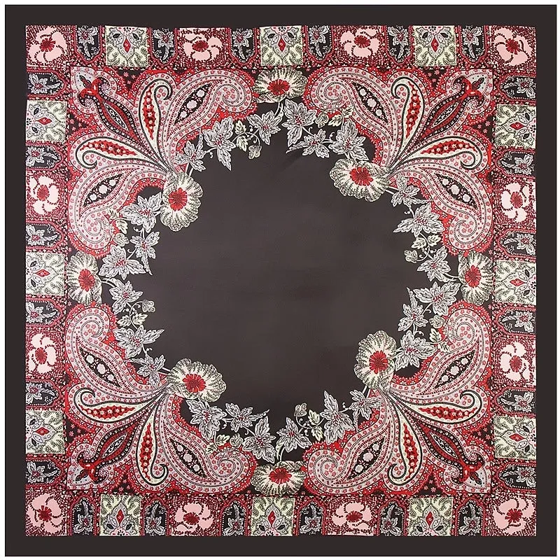 New Ethnic Silk Cashew Lady Simulation Silk Satin Large Square Scarf