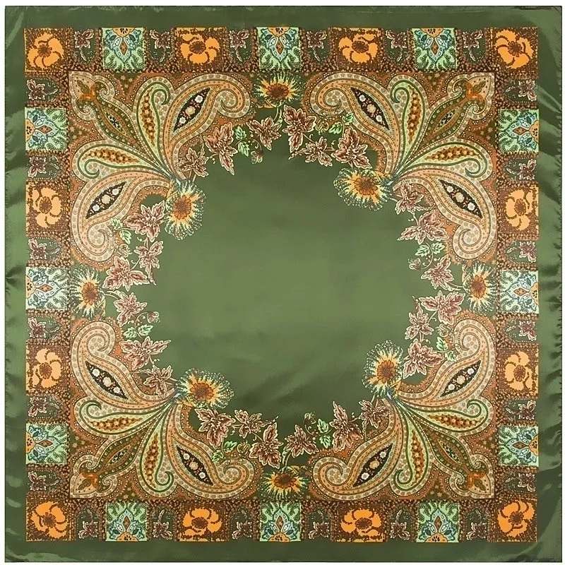 New Ethnic Silk Cashew Lady Simulation Silk Satin Large Square Scarf