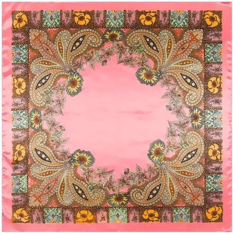 New Ethnic Silk Cashew Lady Simulation Silk Satin Large Square Scarf