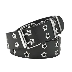 New Star Eye Rivet Belt Goth Style Double Pin Buckle
