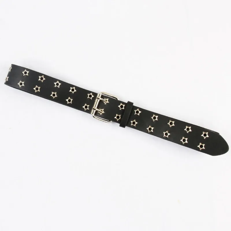 New Star Eye Rivet Belt Goth Style Double Pin Buckle