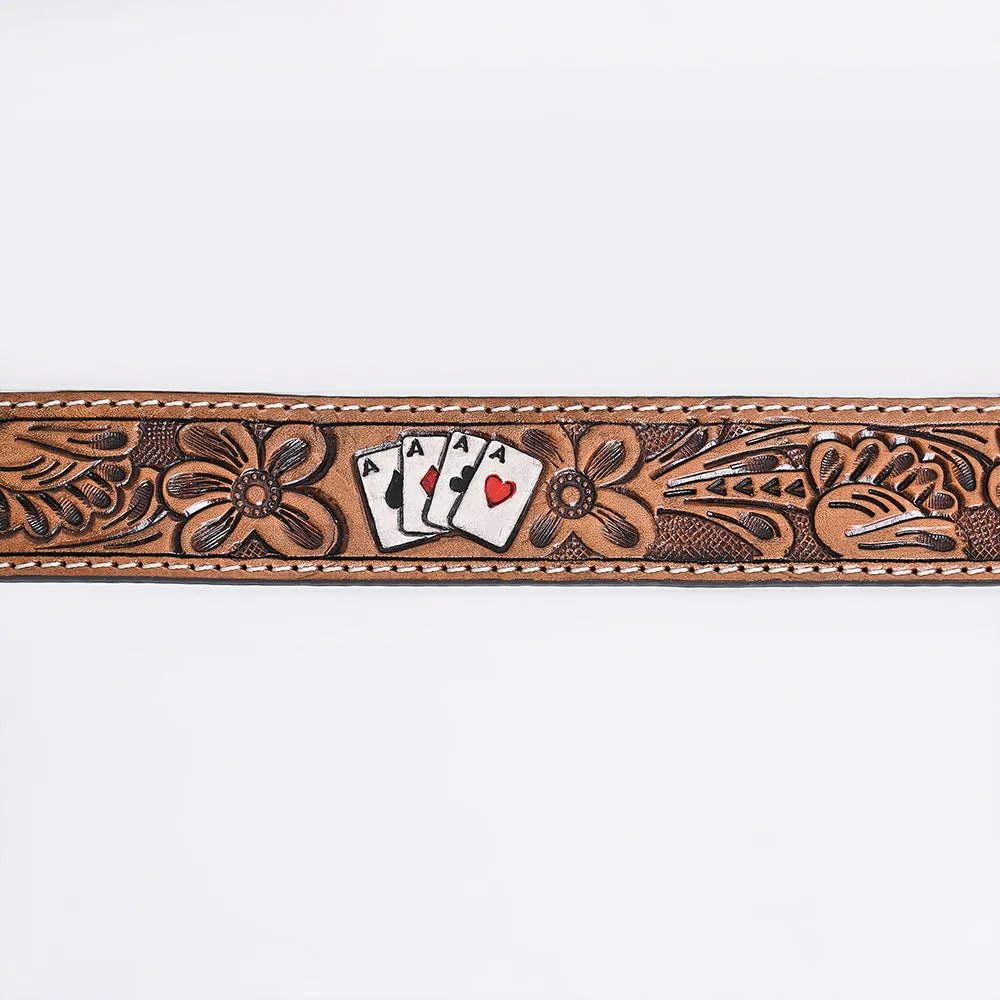 OHLAY Beautifully hand tooled Genuine American Leather Belt Men and  Women