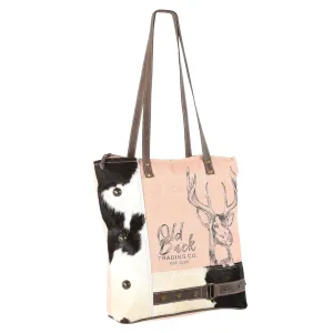 OHLAY KB553 TOTE Upcycled Canvas Hair-on Genuine Leather women bag western handbag purse