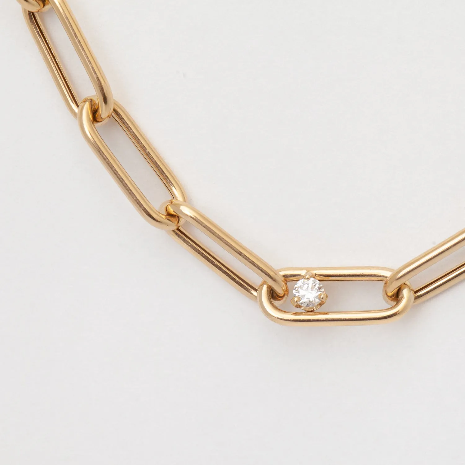 Paperclip Link Station with Diamond Necklace