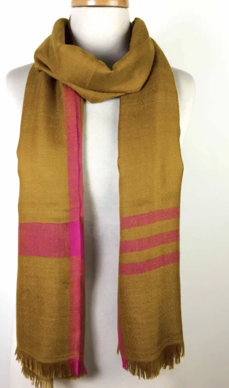 Pashmina Muffler Scarf - Turmeric   Neon Pink