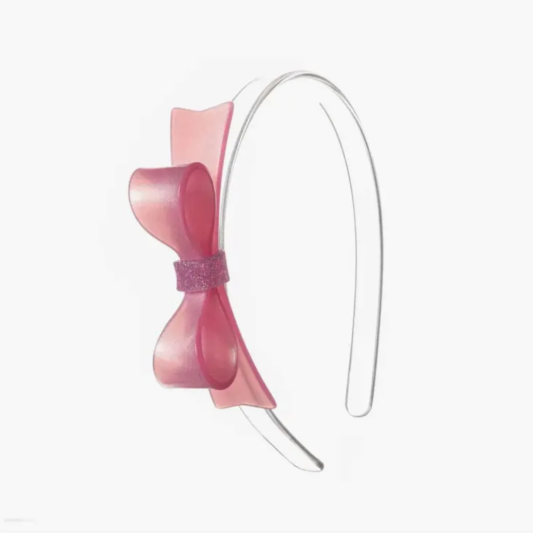 Pink Bow Tie Glitter Headband