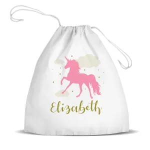 Pink Unicorn Premium Drawstring Bag