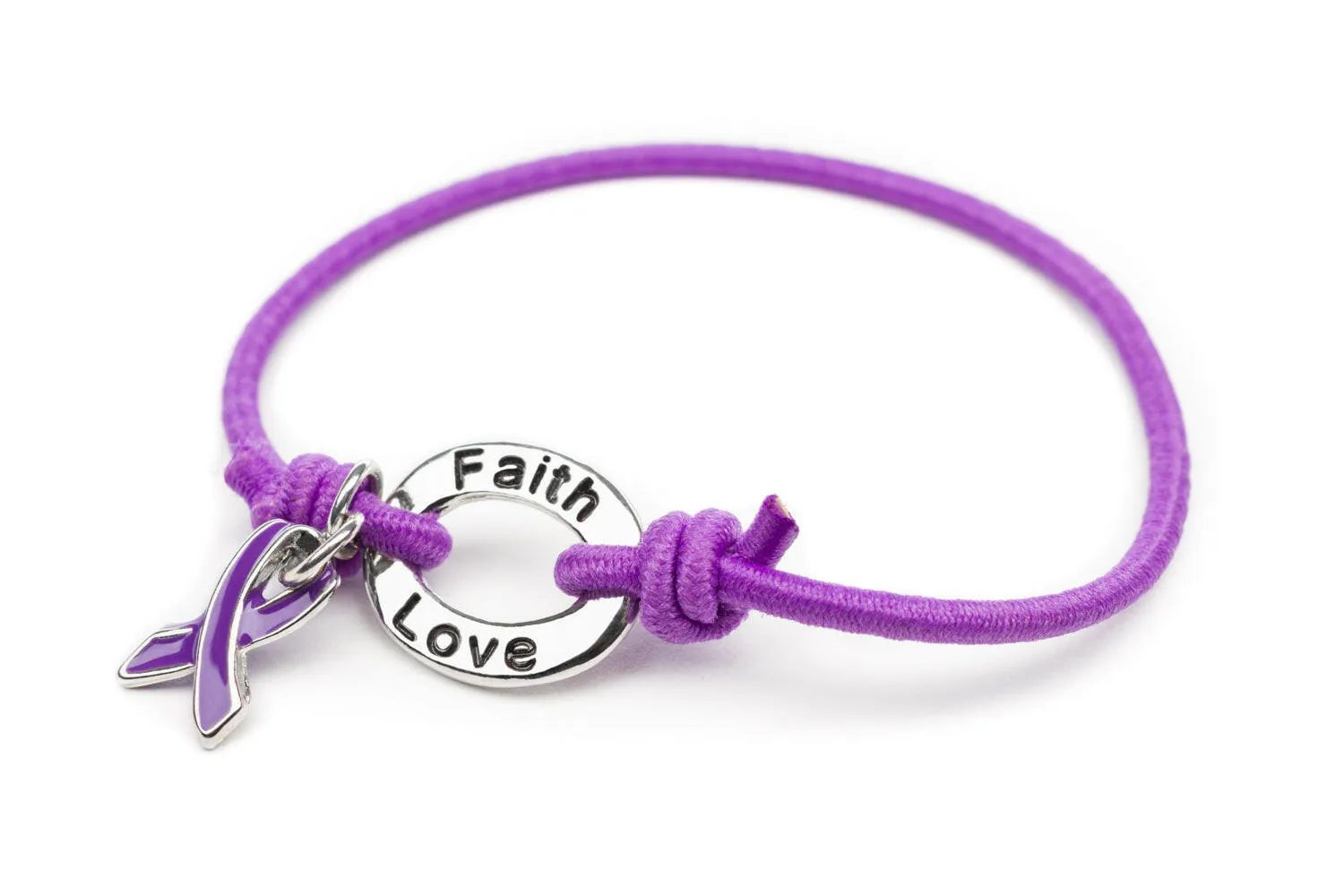 Purple Awareness Stretch Charm Bracelet