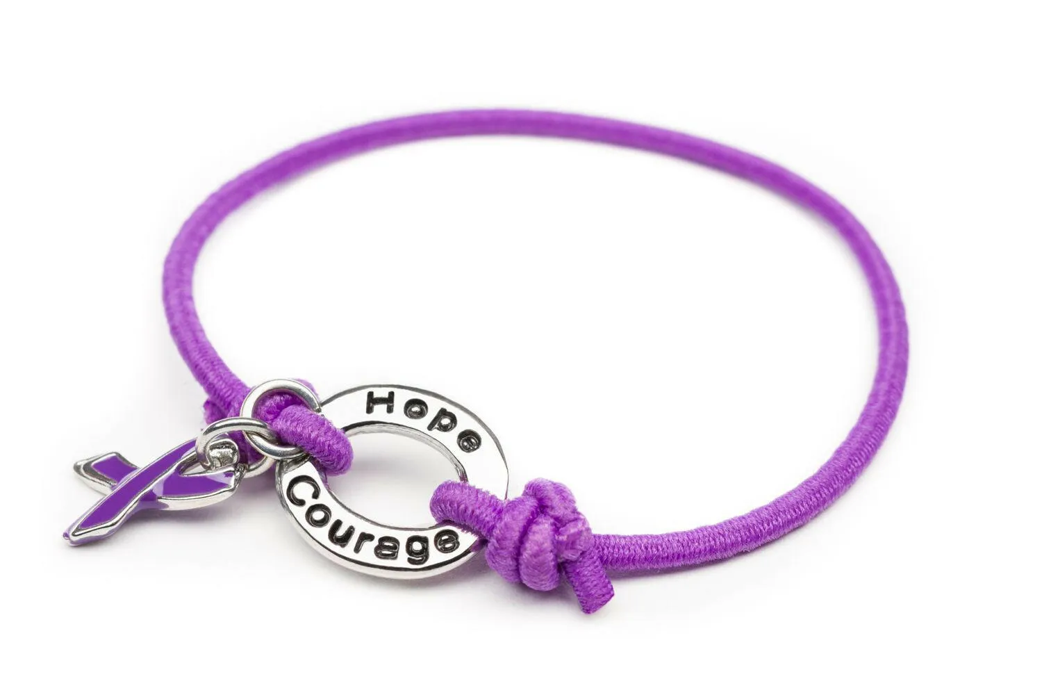 Purple Awareness Stretch Charm Bracelet