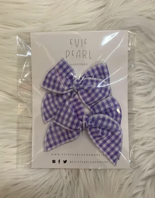 Purple Gingham Small Pigtail set
