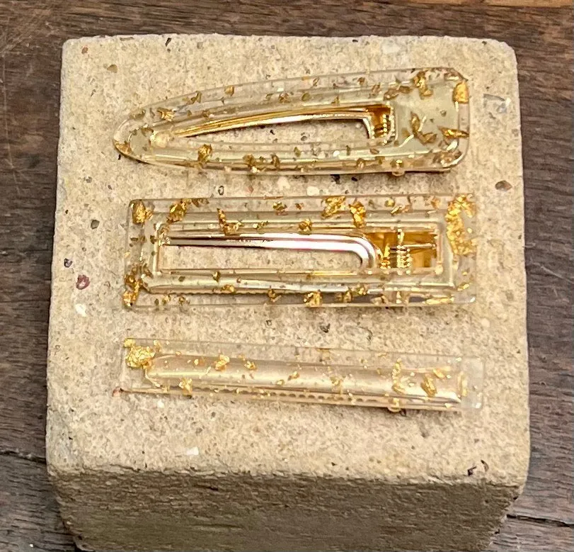 Resin Glitter Hair Slide | Gold