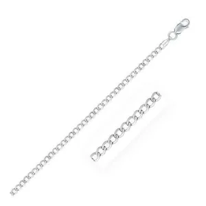 Rhodium Plated 3.0mm Sterling Silver Curb Style Chain, size 20''