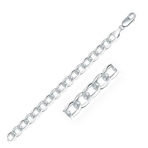 Rhodium Plated 7.2mm Sterling Silver Curb Style Chain, size 24''
