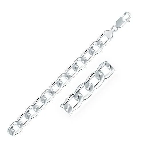 Rhodium Plated 8.4mm Sterling Silver Curb Style Chain, size 22''
