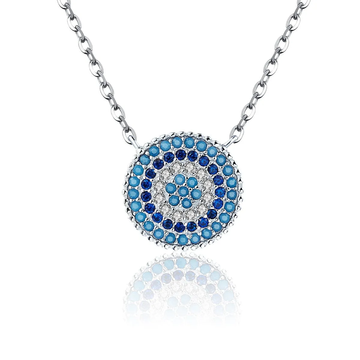 Round Blue Crystal Lucky Eyes Pendant Necklaces