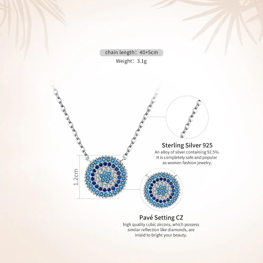 Round Blue Crystal Lucky Eyes Pendant Necklaces