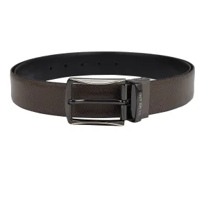 Saffiano Leather Mens Belt - Brown & Black