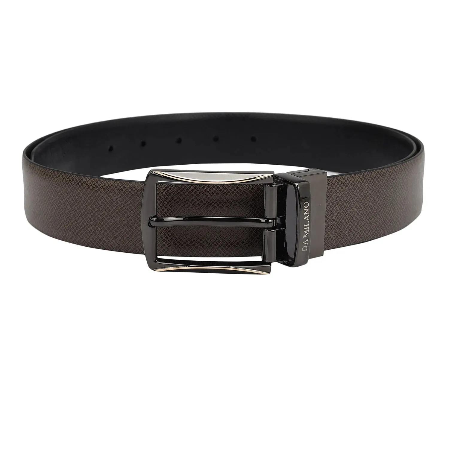 Saffiano Leather Mens Belt - Brown & Black