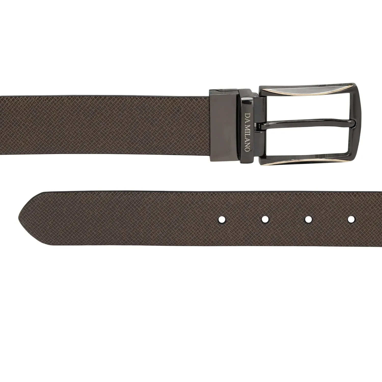 Saffiano Leather Mens Belt - Brown & Black