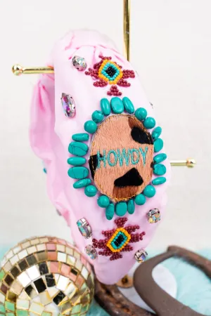 SALE! Viola Turquoise Howdy Pink Knotted Headband