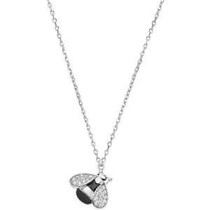 Silver Black Enamel Bee Necklace | Amen