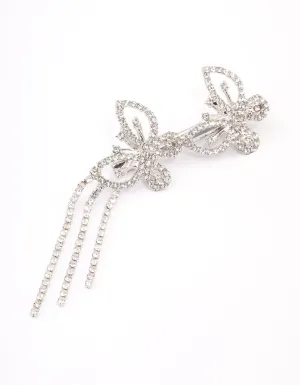 Silver Double Diamante Butterfly Hair Clip