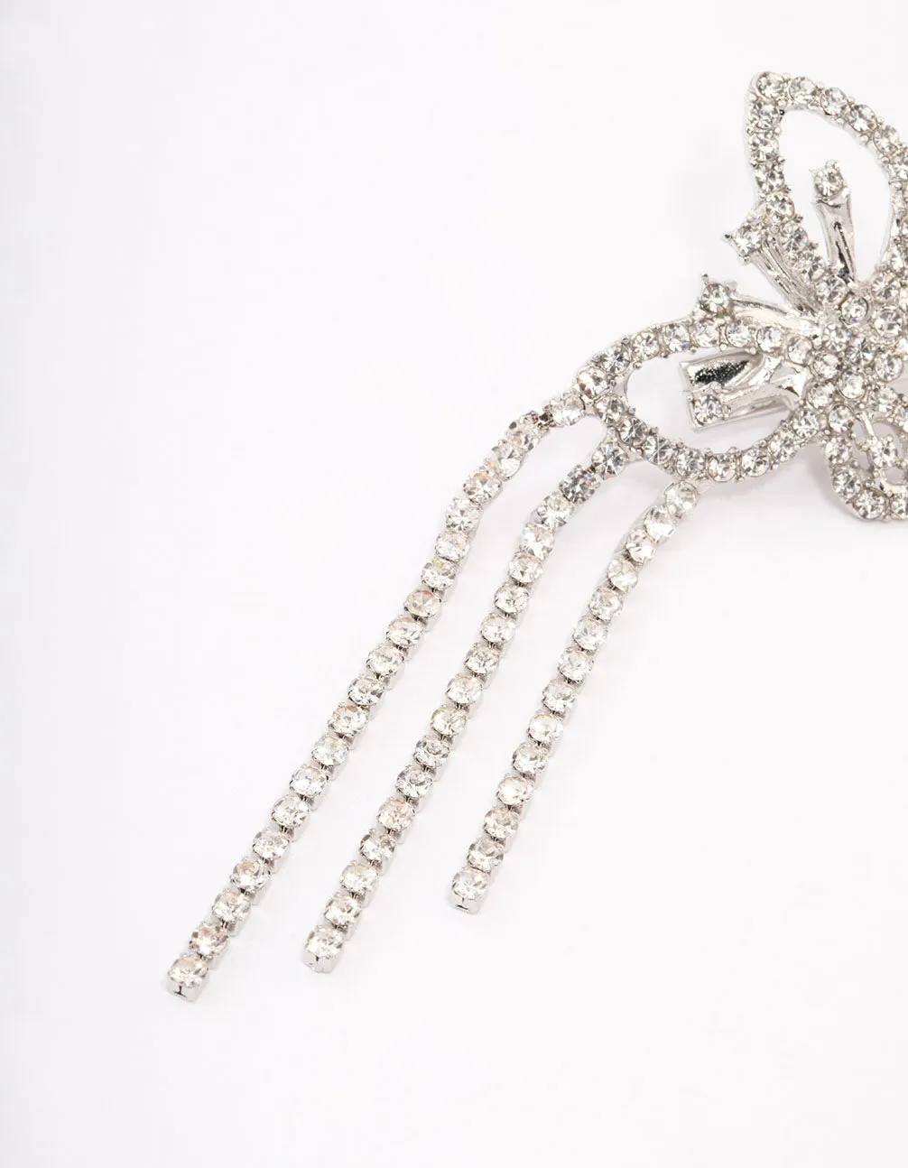 Silver Double Diamante Butterfly Hair Clip