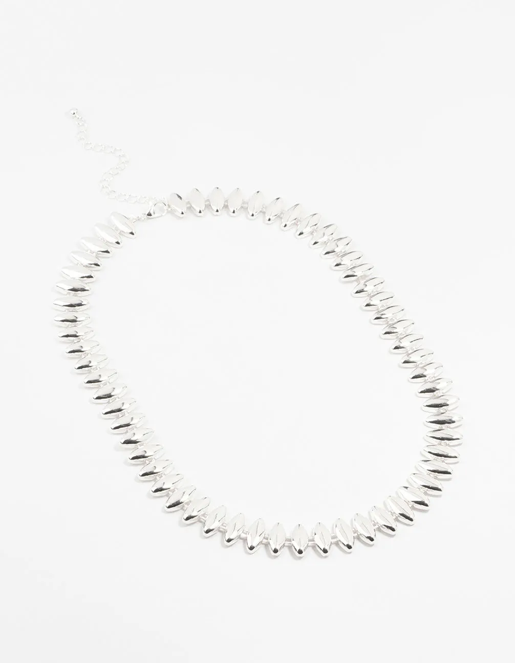 Silver Plated Pointed Link Chunky Necklace