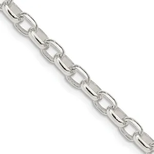 Silver Polish 4.40-mm Fancy Oval Rolo Necklace