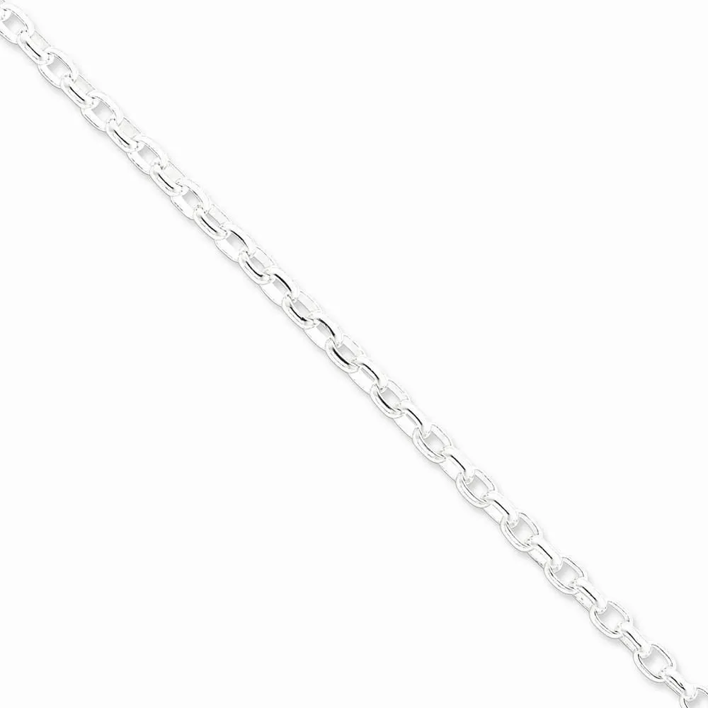 Silver Polish 4.40-mm Fancy Oval Rolo Necklace