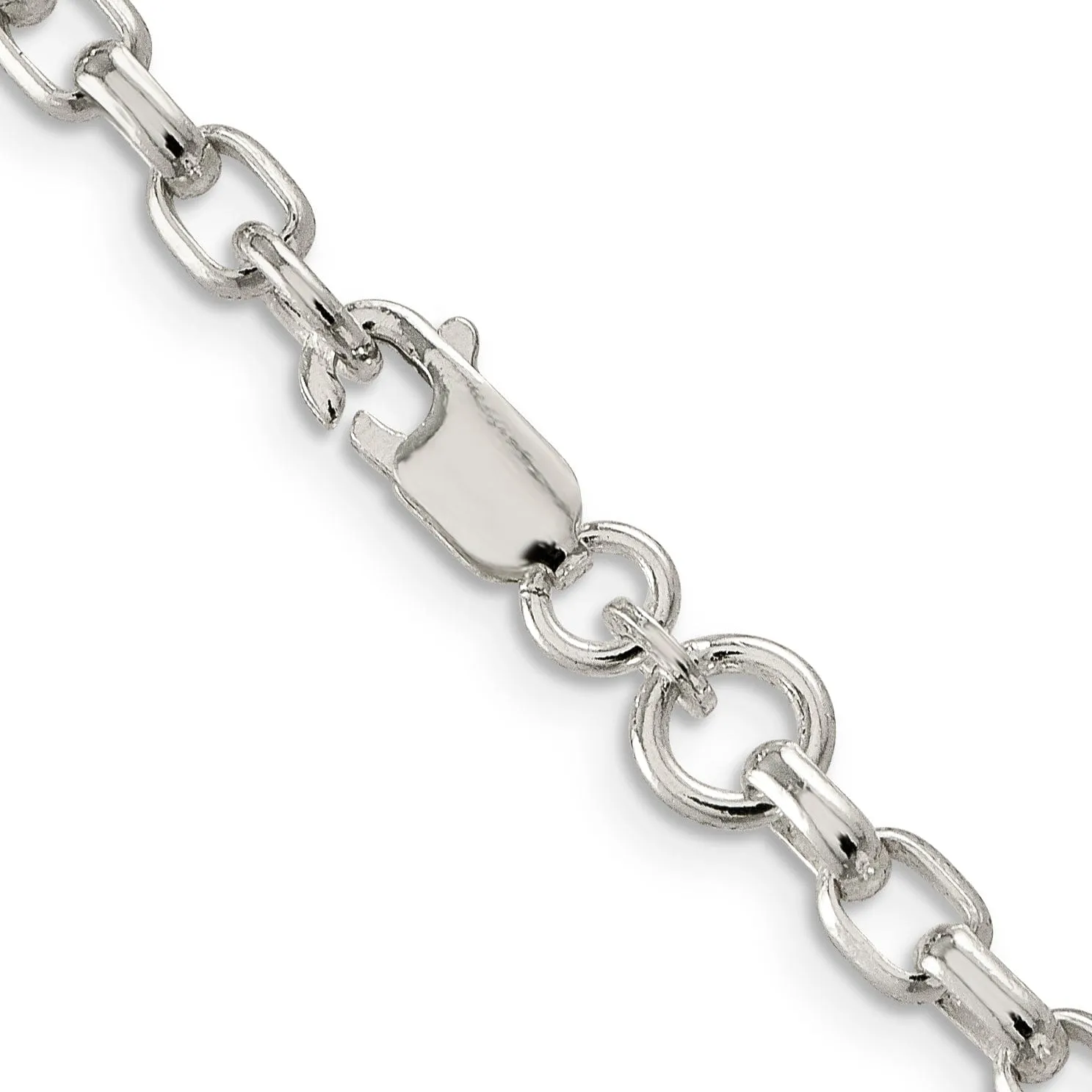 Silver Polish 4.40-mm Fancy Oval Rolo Necklace