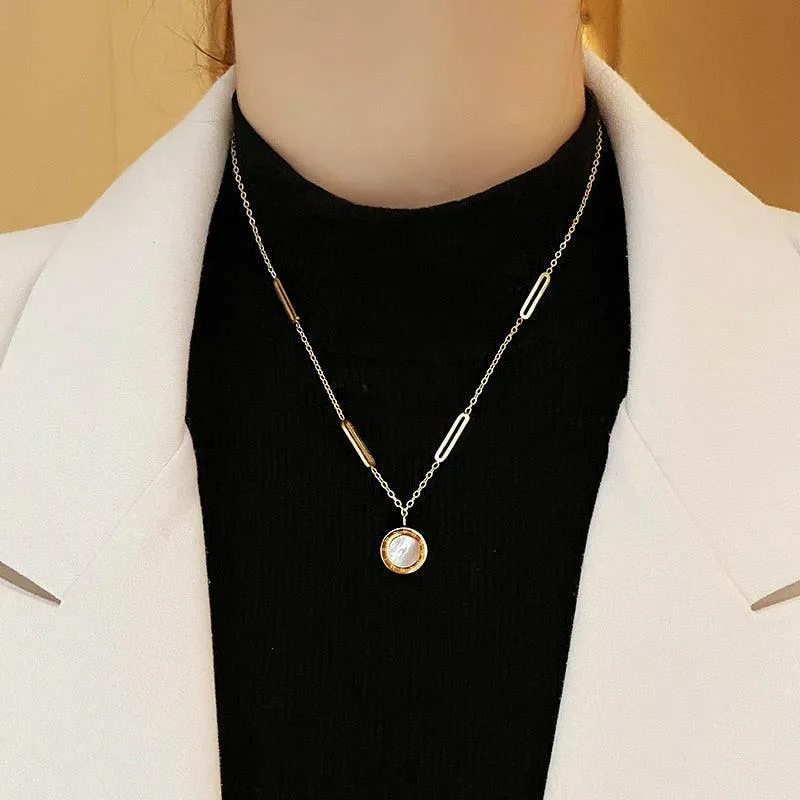 Sleek Round Pendant Necklace