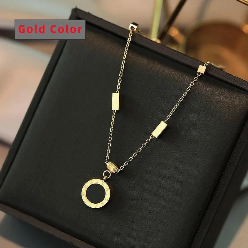 Sleek Round Pendant Necklace