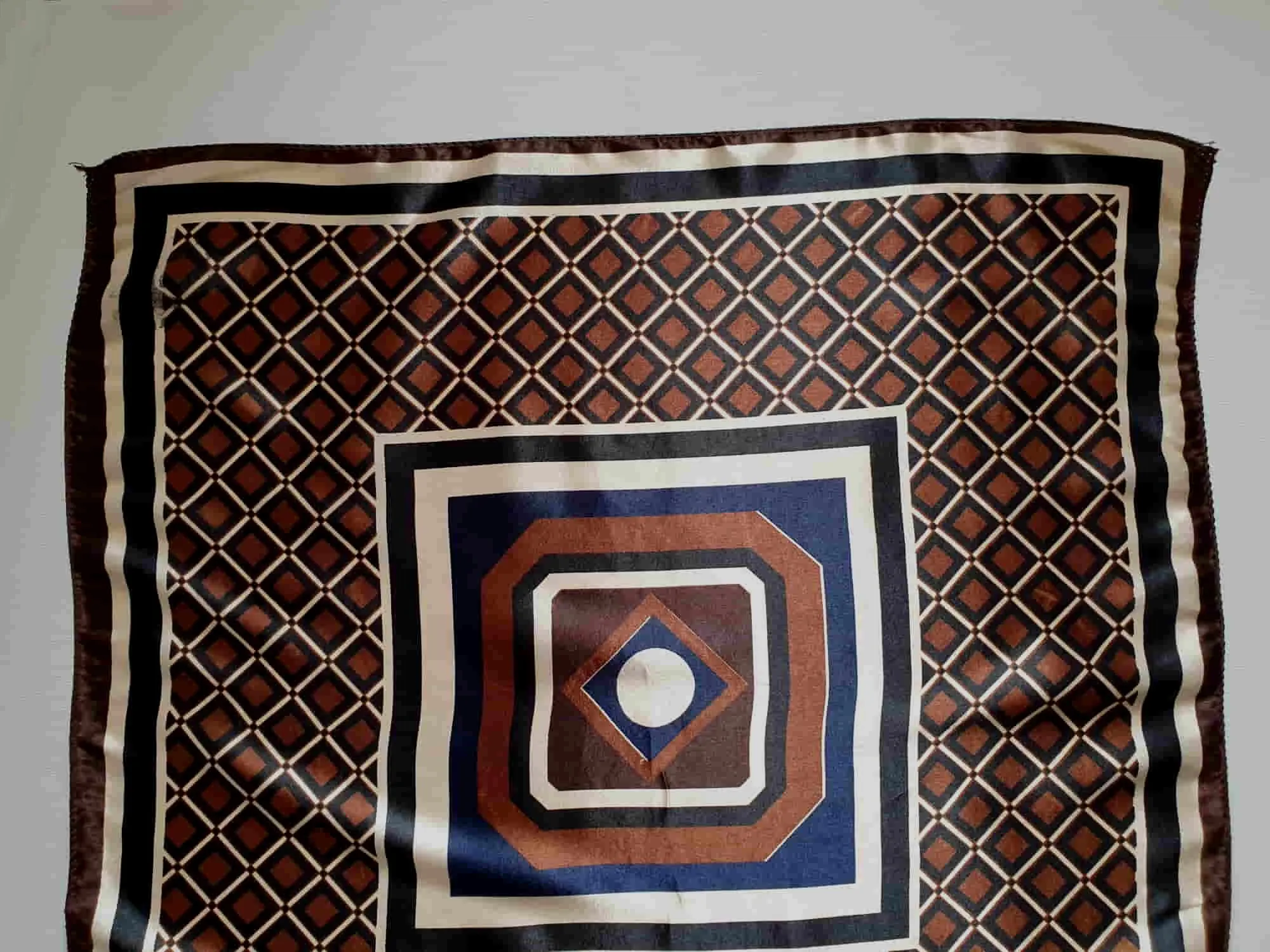 Square, Checked, Brown Satin Scarf or Bandana