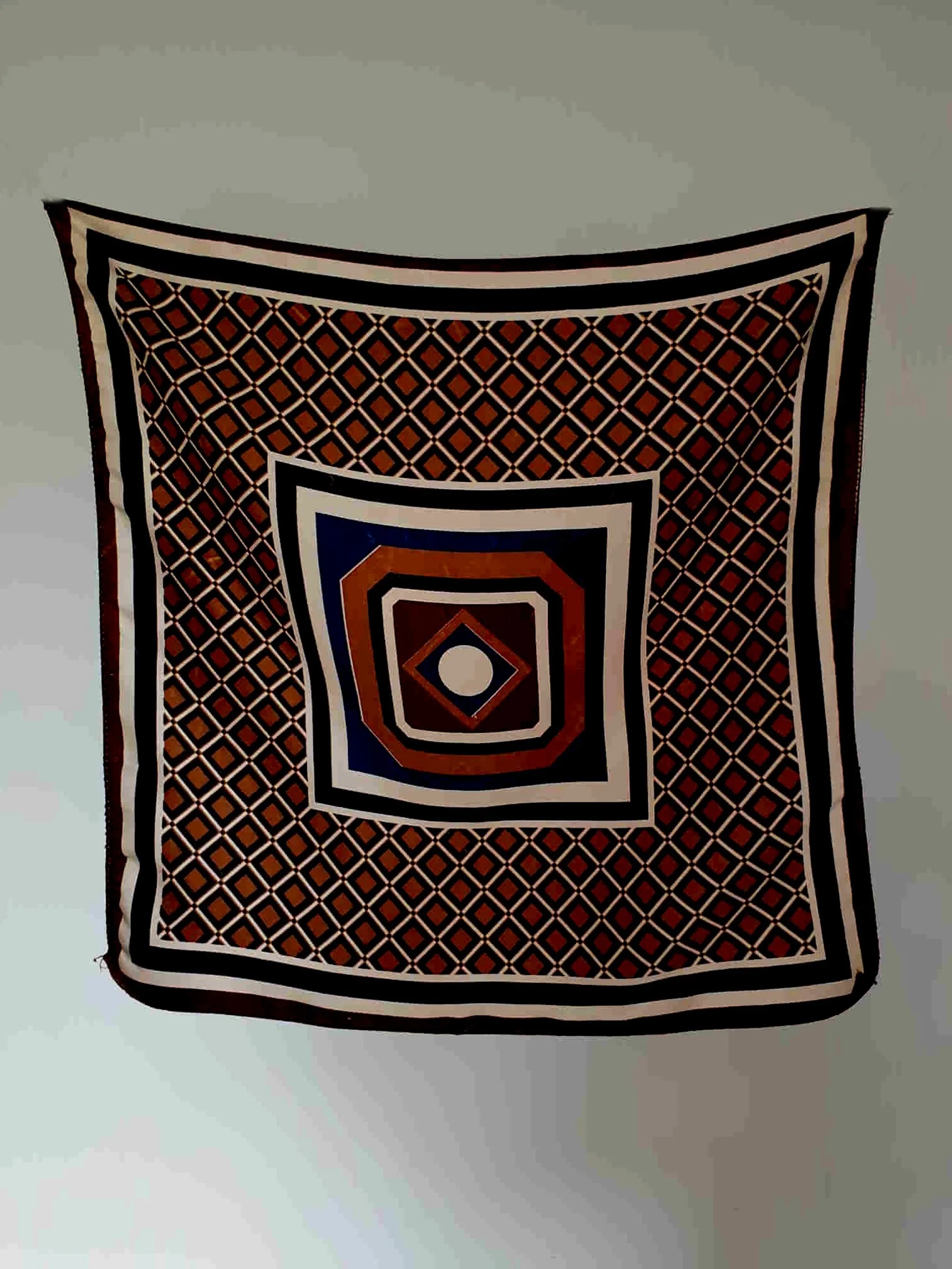 Square, Checked, Brown Satin Scarf or Bandana