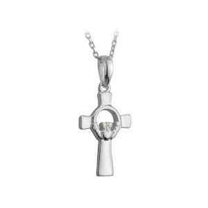 Sterling Silver Claddagh Cross Pendant