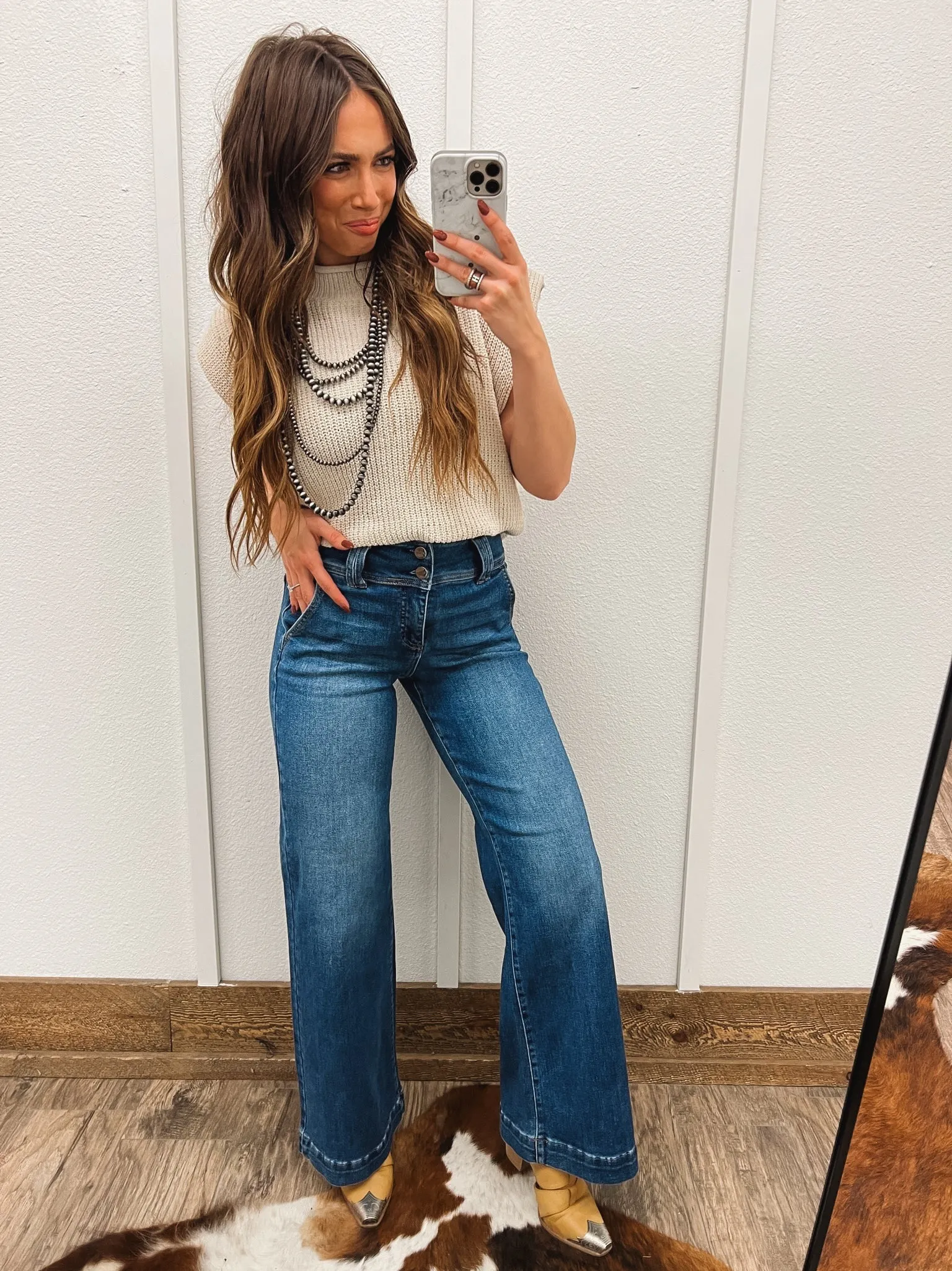 The Cowgal Knit Sweater Vest (Ecru)