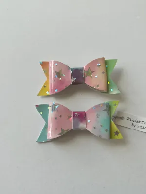 Tie dye bows hair clips(pair)