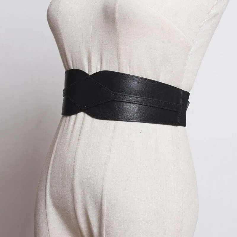 Timeless Classic Vegan Leather Chic Wide Long Fashion Belts
