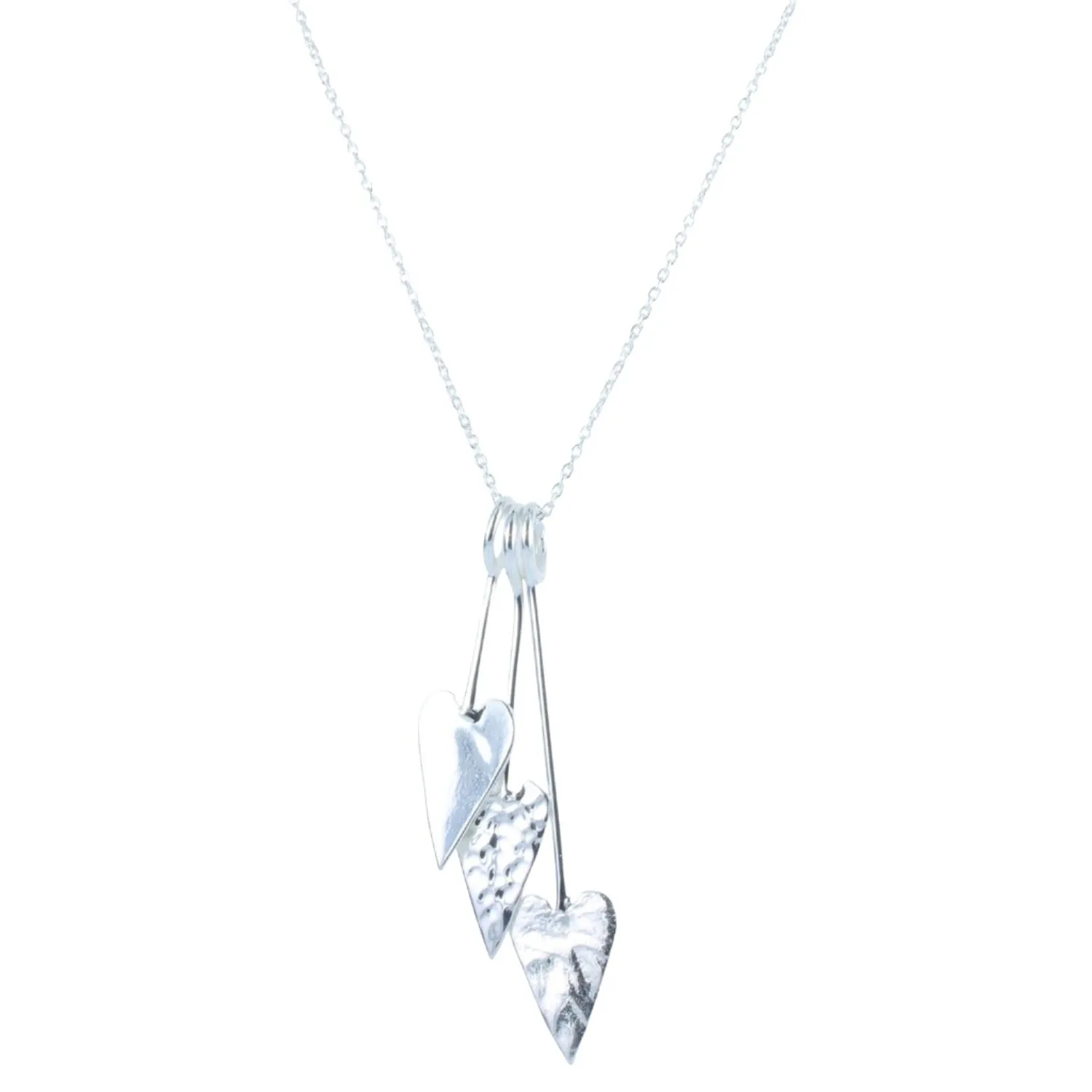 Trio of Hearts Design Sterling Silver Necklace