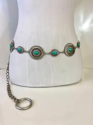 Turquoise Western waist chain belt