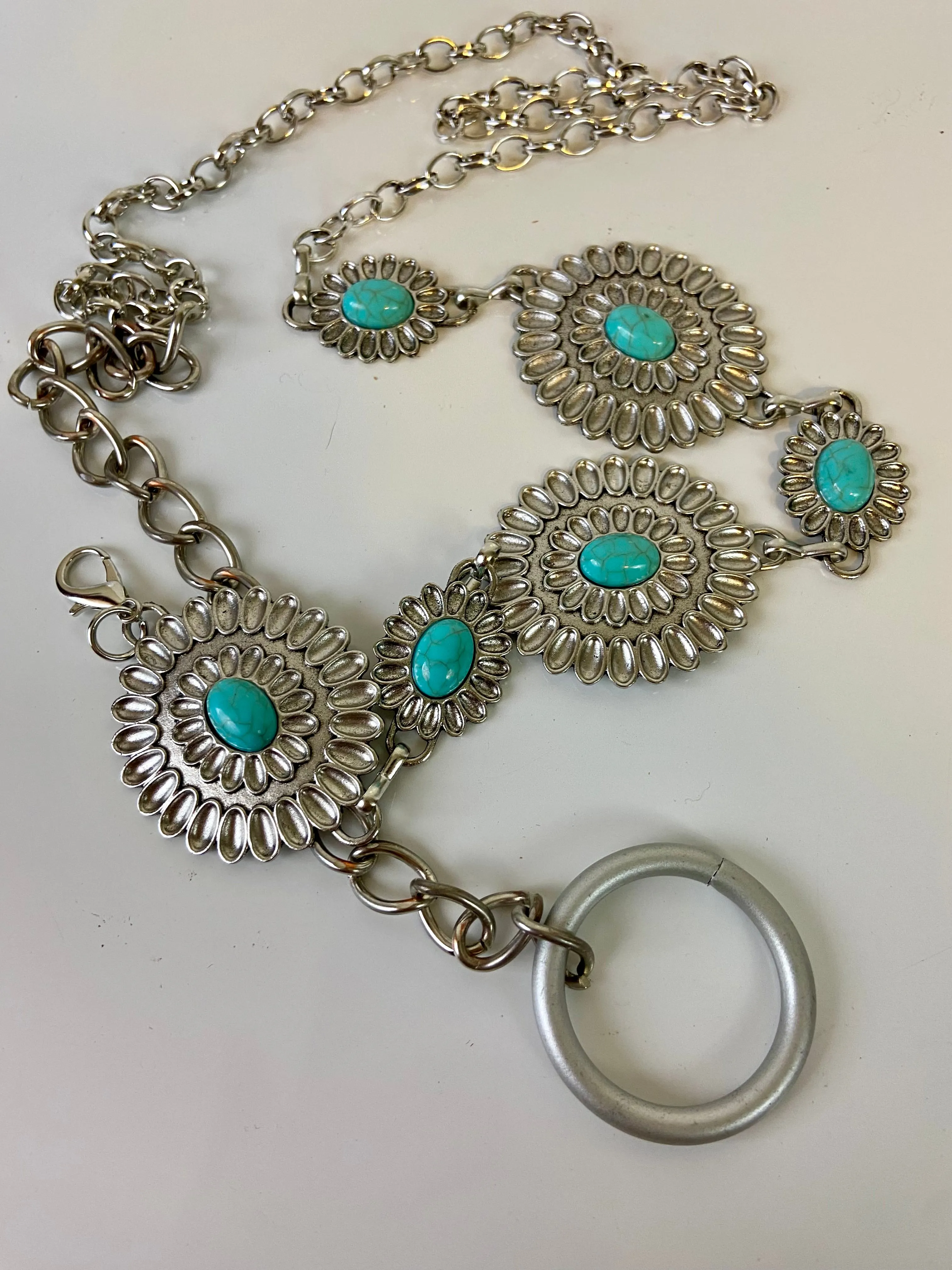 Turquoise Western waist chain belt
