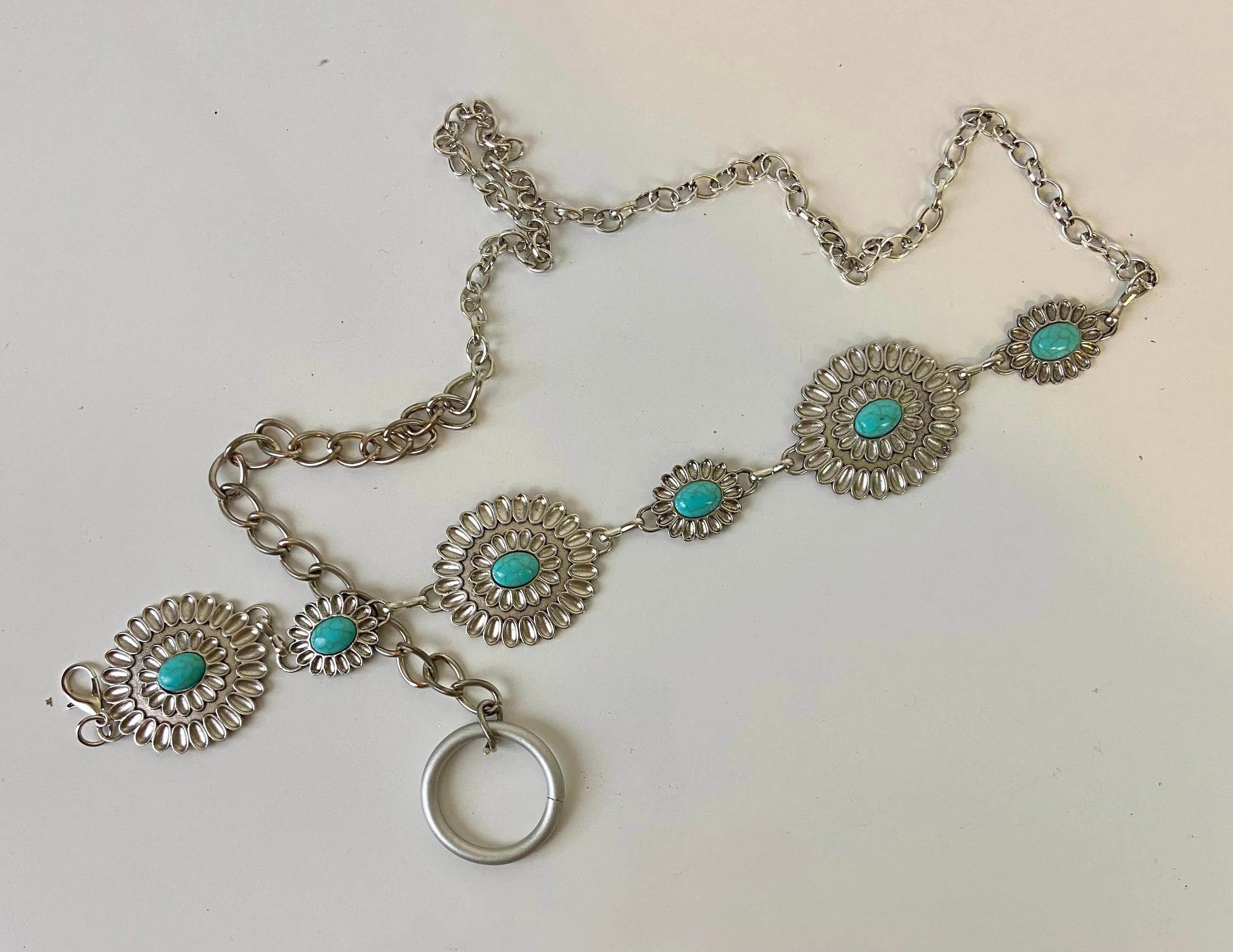 Turquoise Western waist chain belt