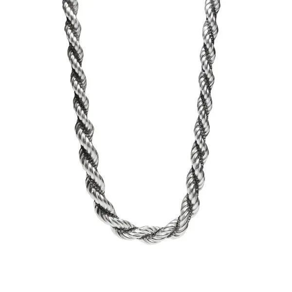Two-Tone Sterling & Black Rope Chain Necklace