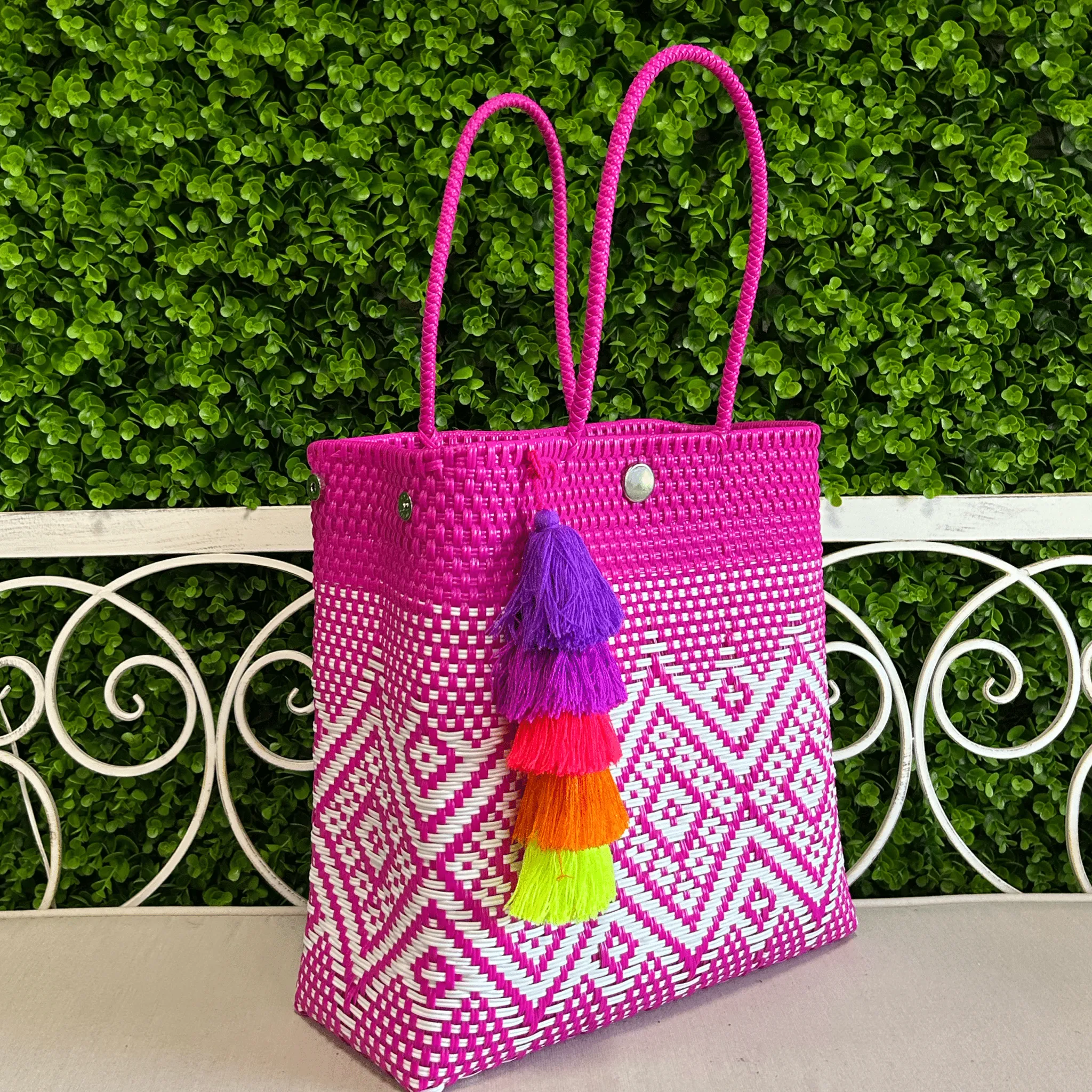 Upcycled Handwoven MD Convertible Tote - Cotton Candy
