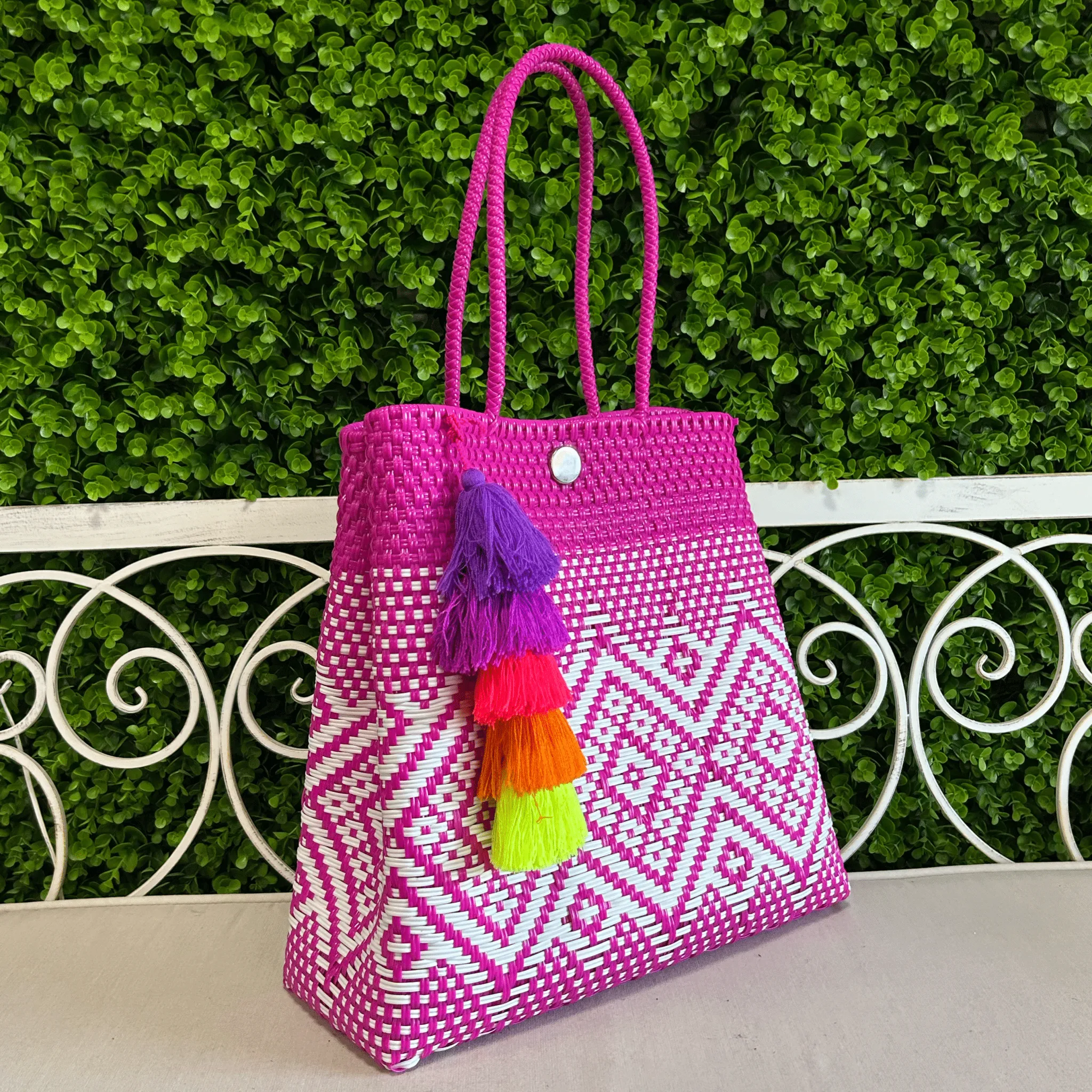 Upcycled Handwoven MD Convertible Tote - Cotton Candy