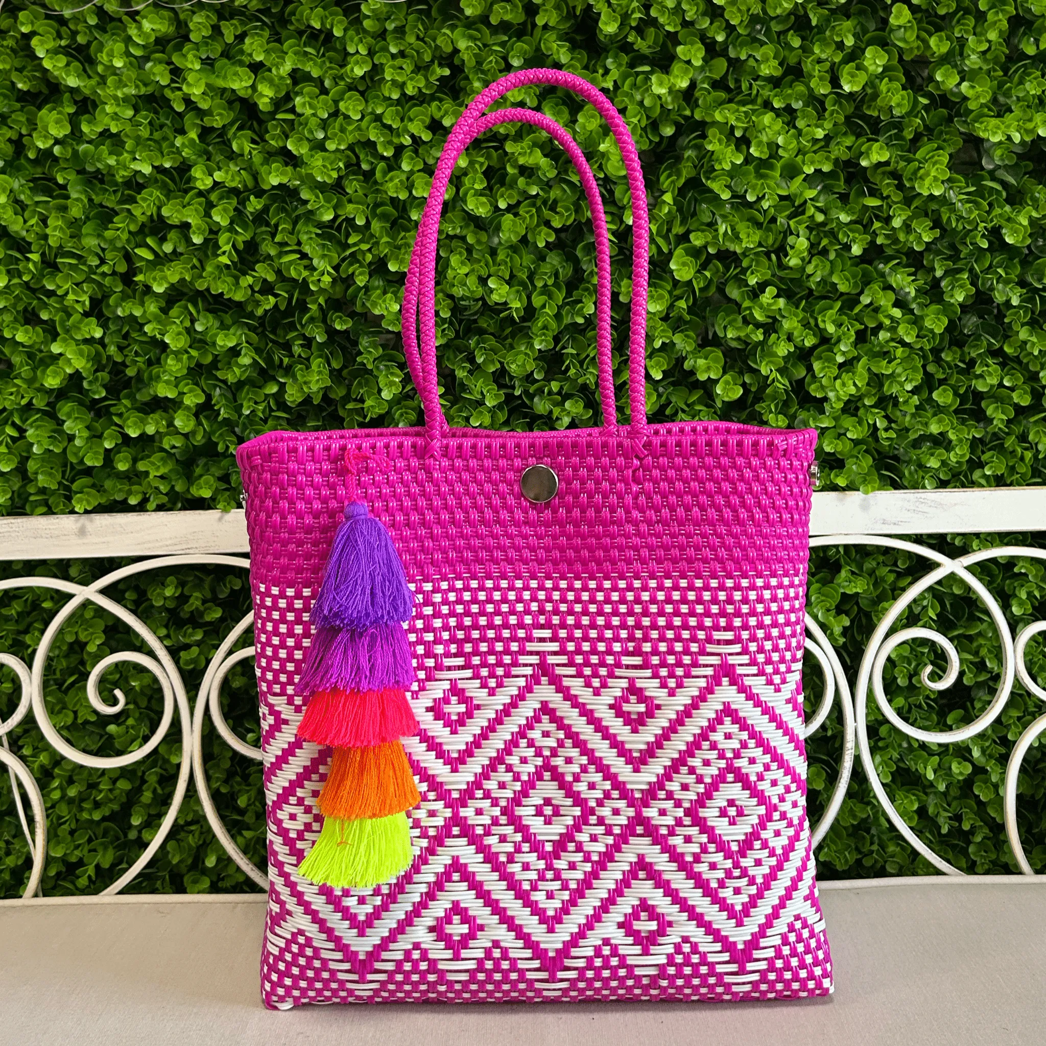 Upcycled Handwoven MD Convertible Tote - Cotton Candy
