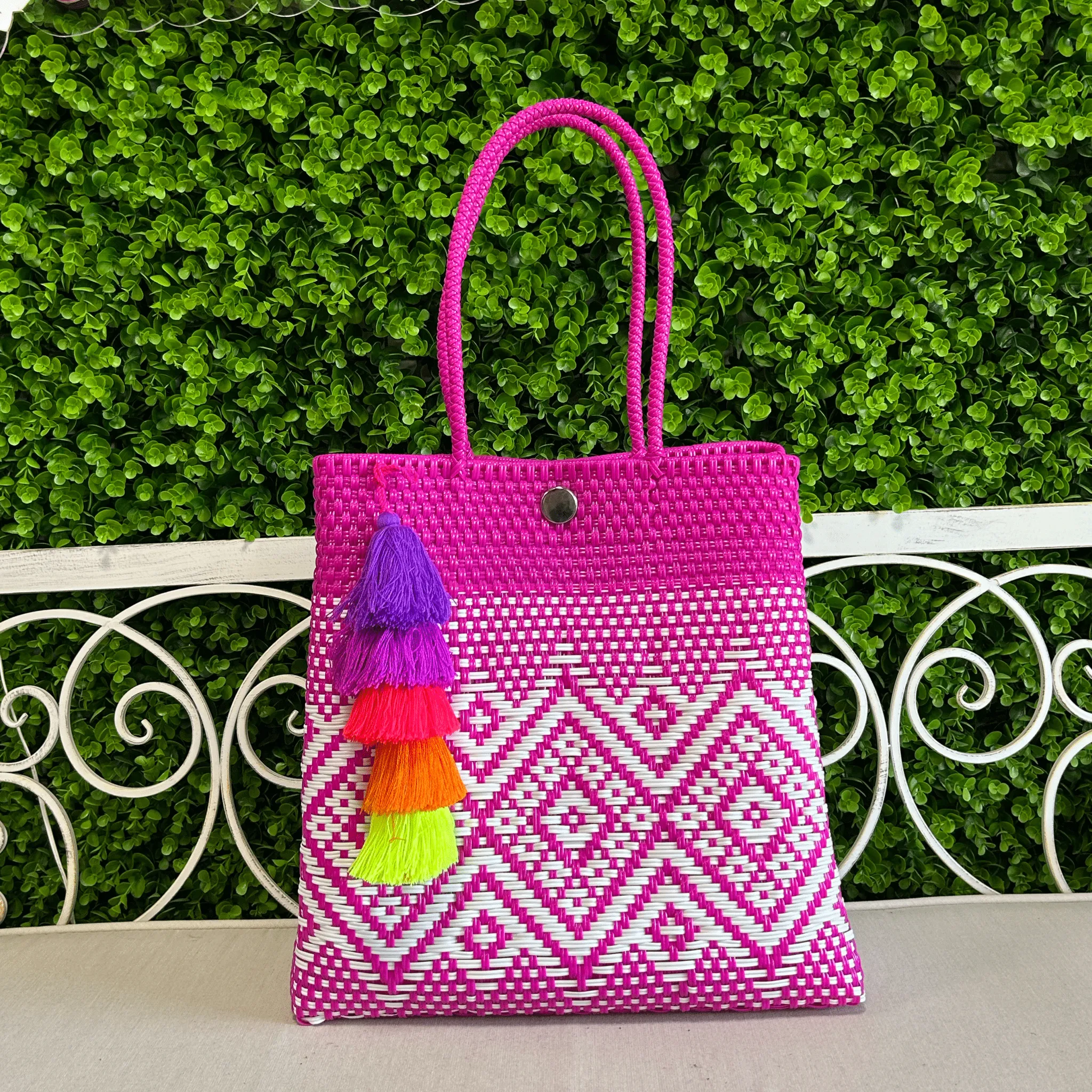 Upcycled Handwoven MD Convertible Tote - Cotton Candy