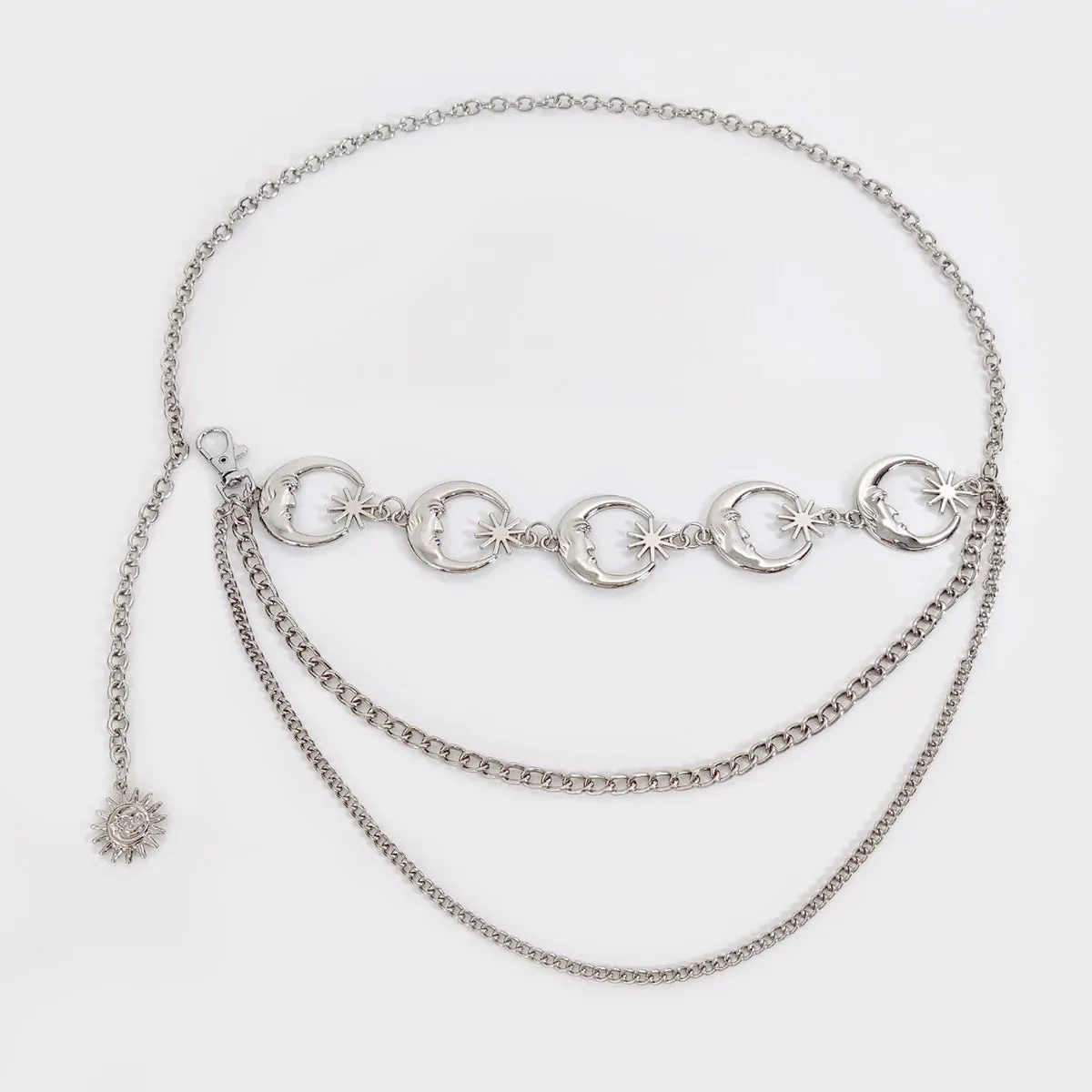 VAIGE Luxe Vintage Gold & Silver Chain Moon Metal Belt