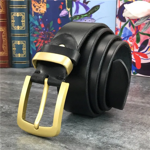 Vintage Style Cow Leather Brass Belt
